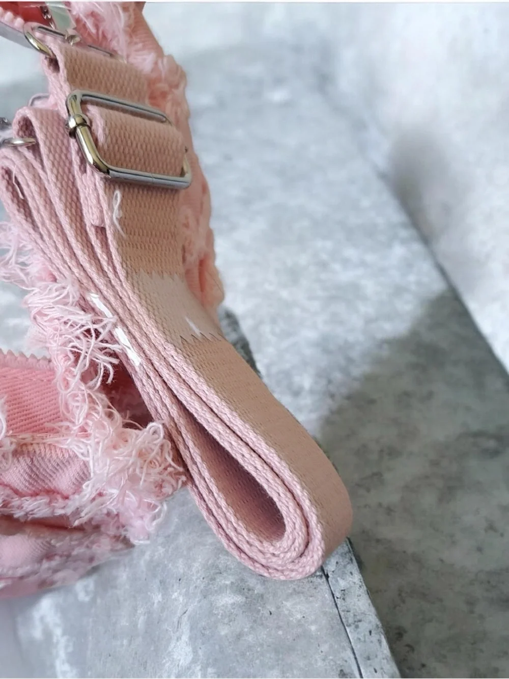 Wildfox Blush Pink Frayed Canvas Tote with Adjustable Strap